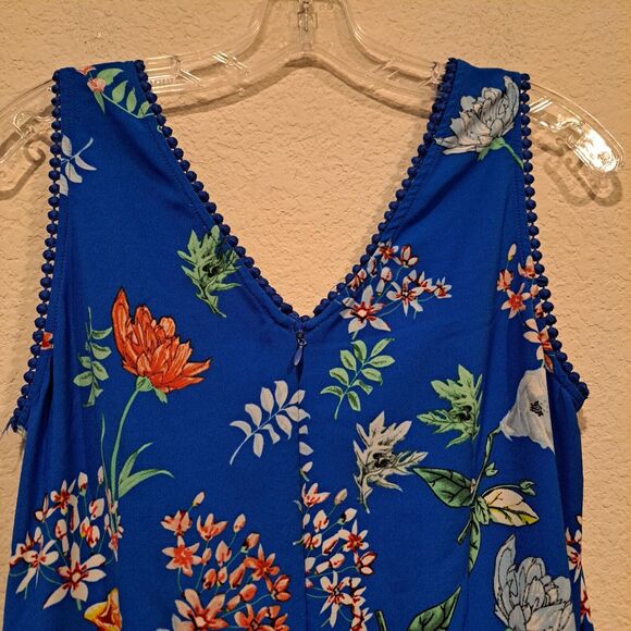 Carolina Belle Montreal Blue Floral Tropical Wide-Leg Midi Jumpsuit Women's M - Picture 5 of 12